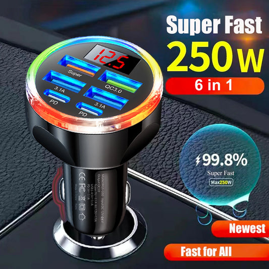 UYUXIO Super Fast USB-C Car Charger (Dual PD, Voltage Display)